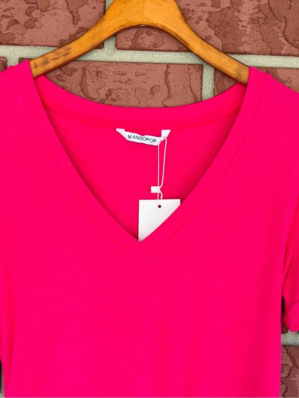 Girls' V-Neck Short Sleeve Bodysuit in Bright Pink
